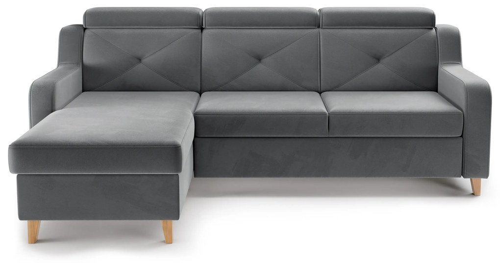 Rohová sedačka Laksaro s rozkladom ľavostranná - sivý zamat Jasmine 96