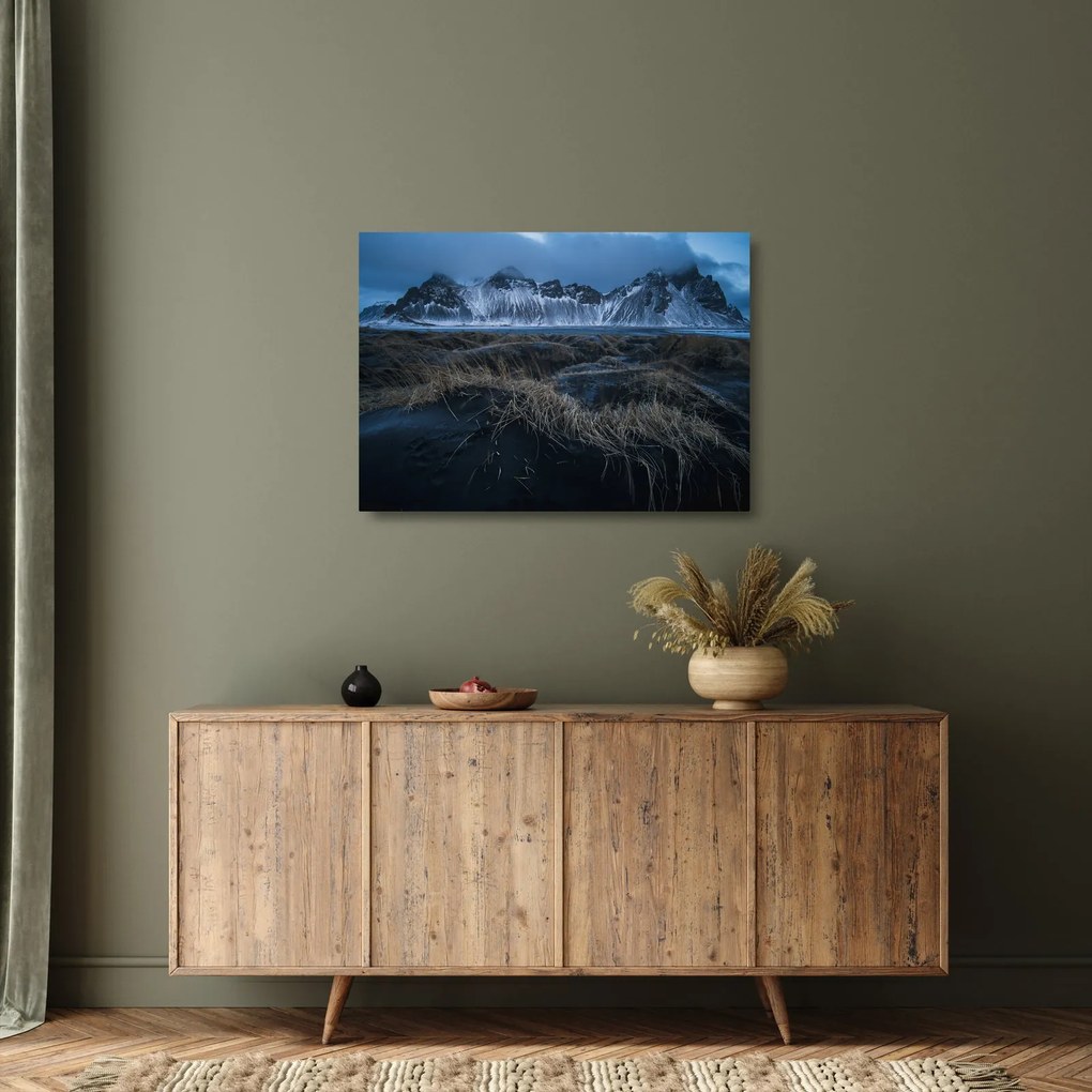 Sklenený obraz výhľadu na Islandskej vrcholky (70x50 cm)