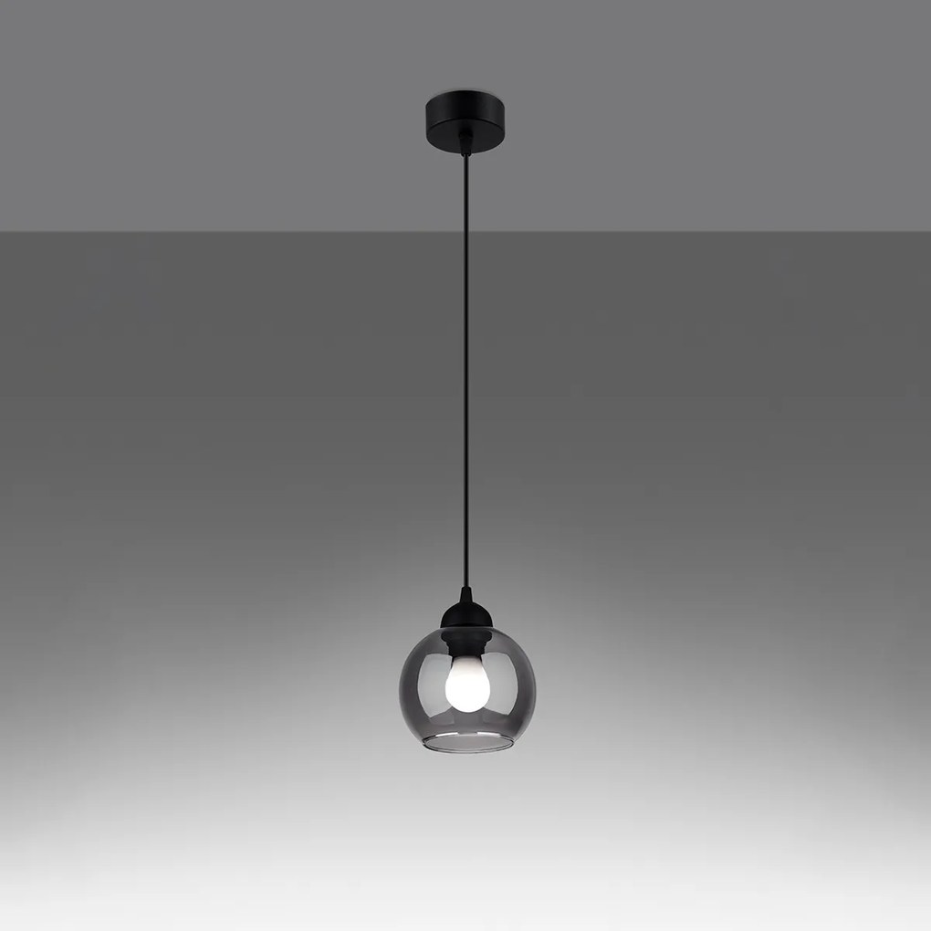 Závesné svietidlo Alino, 1x grafitové sklenené tienidlo