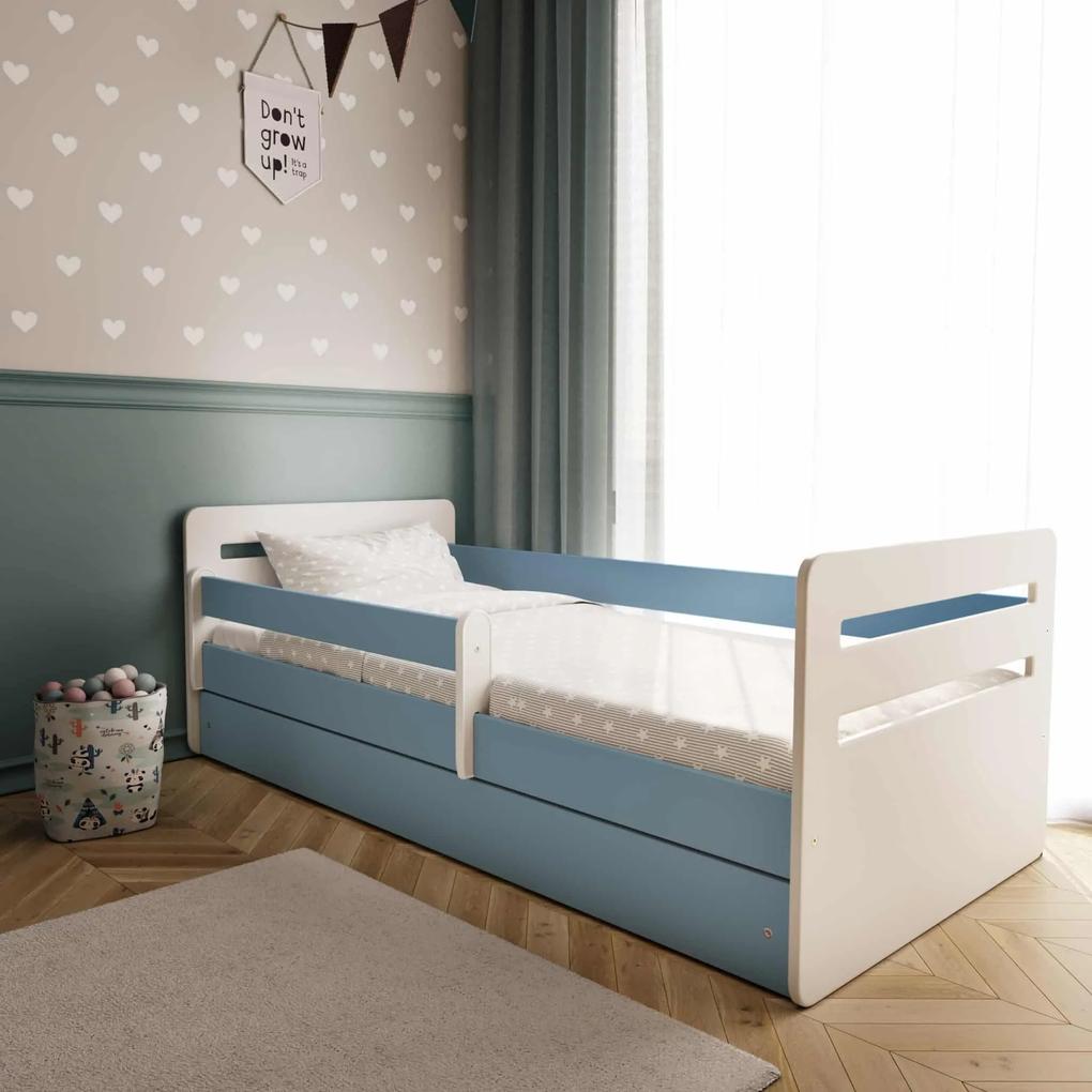 Letoss Detská posteľ TOMI - 140/80 Modrá S matracom S uložným priestorom