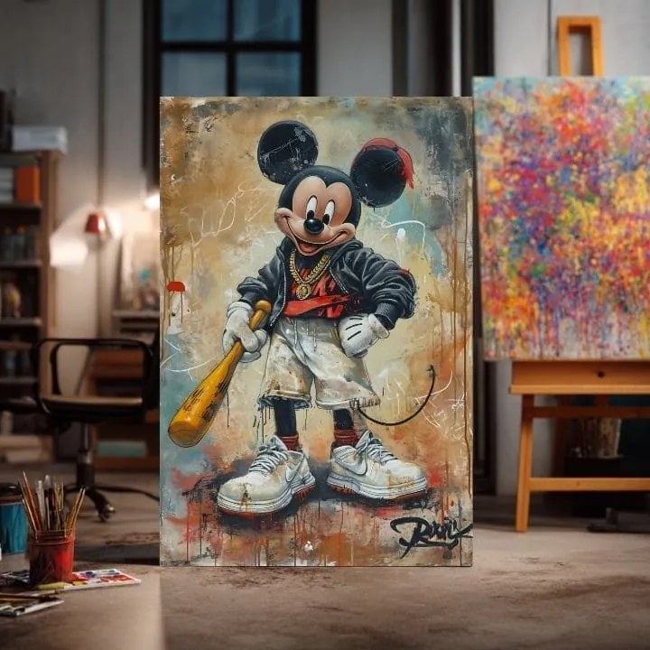 Obraz Street Mickey na plátne | Maľovaná štruktúra