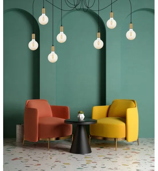 Luster na lanku MIROS 7xE27/60W/230V pavúk čierna/zlatá