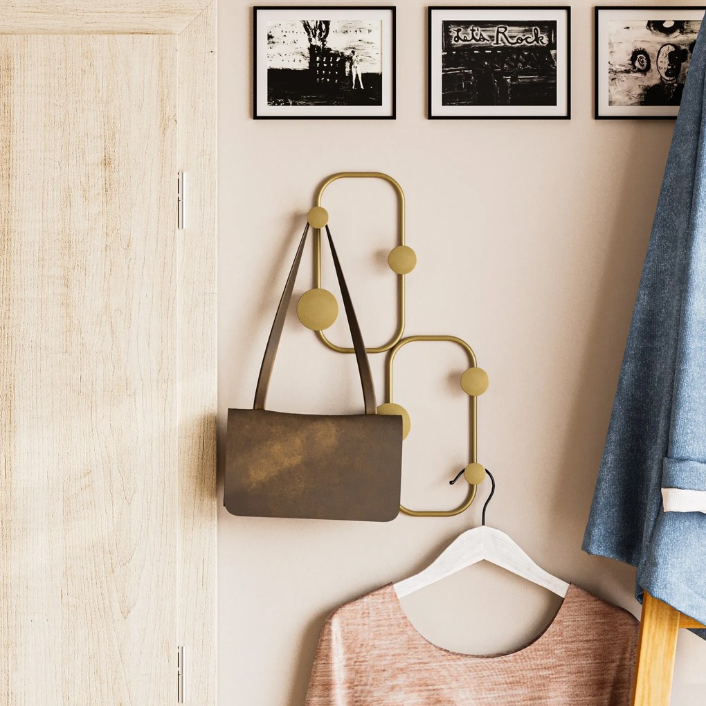 Nástenný kovový vešiak Ladybug 26 cm zlatý