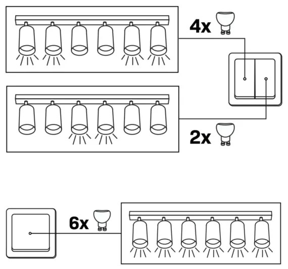 Bodové svietidlo BAMBOO 6xGU10/10W/230V čierna