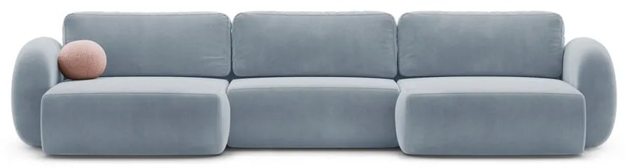 Sivomodrá zamatová rozkladacia/s úložným priestorom rohová pohovka (do tvaru "U") Tonale – Cosmopolitan Design