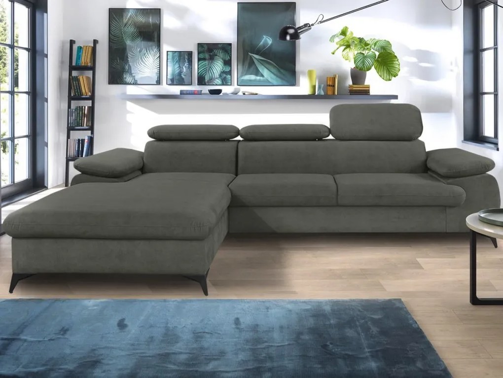 Rohová sedacia súprava Scala, olivovo zelená látka, ľavý roh