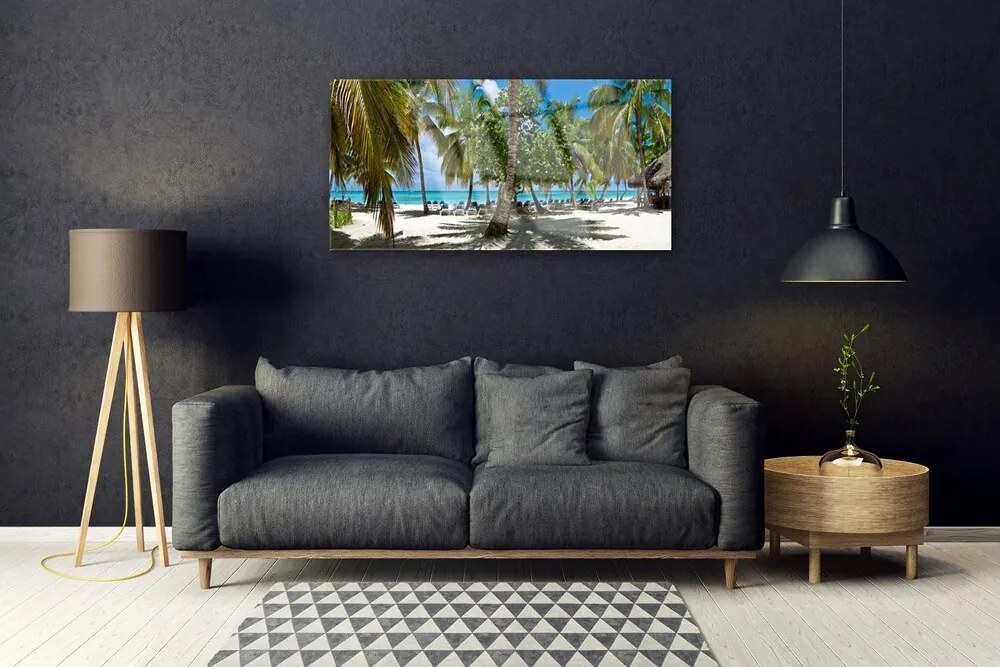 Skleneny obraz Pláž palma stromy príroda 100x50 cm