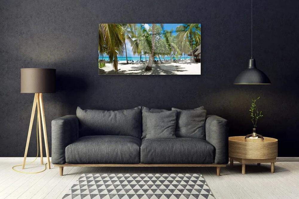 Skleneny obraz Pláž palma stromy príroda 140x70 cm