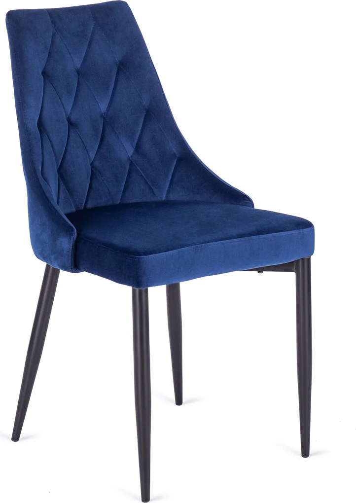 Čalúnená jedálenská stolička Cork, tmavomodrá