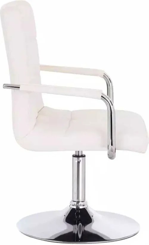 LuxuryForm DESIGN Otočná stolička VERONA na striebornom tanieri - biela