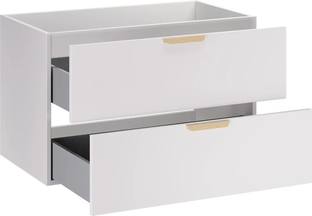 Závěsná skříňka pod umyvadlo Aster Nordic s deskou a regály 120 cm bílá/dub cremona