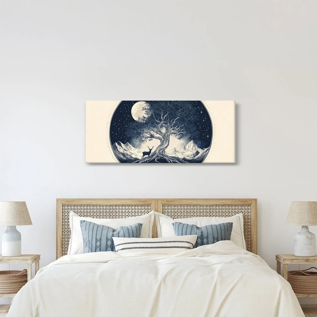 Obraz – Magický strom s jeleňom I. (120x50 cm)