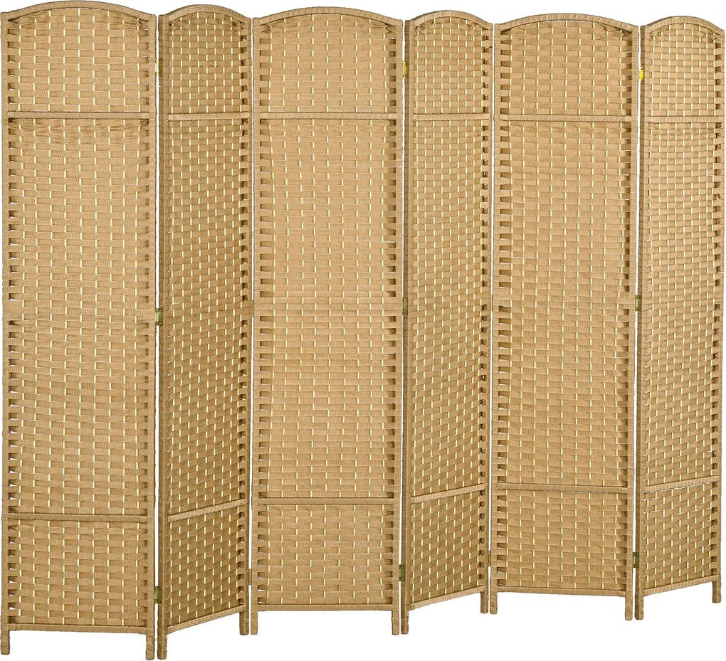 HOMCOM 6 Panelový 240 x 170 cm Bambusový Paraván Skladací Screen pre Obývaciu Izbu Prírodný | Aosom