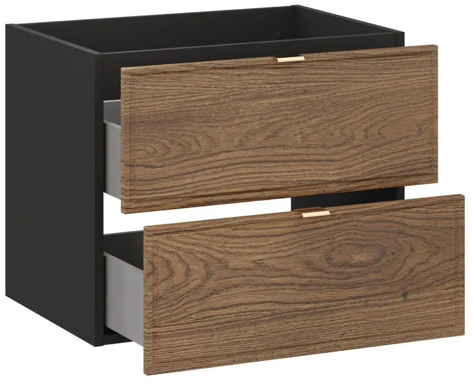 Kúpeľňová zostava s doskou a skrinkami Talia Casella 60 cm čierna mat/dub casella