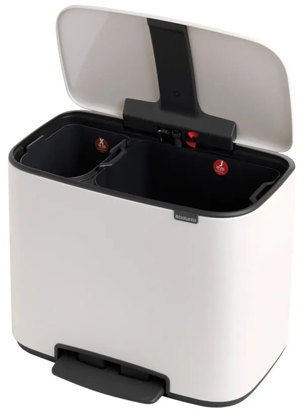 Biely nášľapný oceľový odpadkový kôš na triedený odpad 34 l Bo – Brabantia