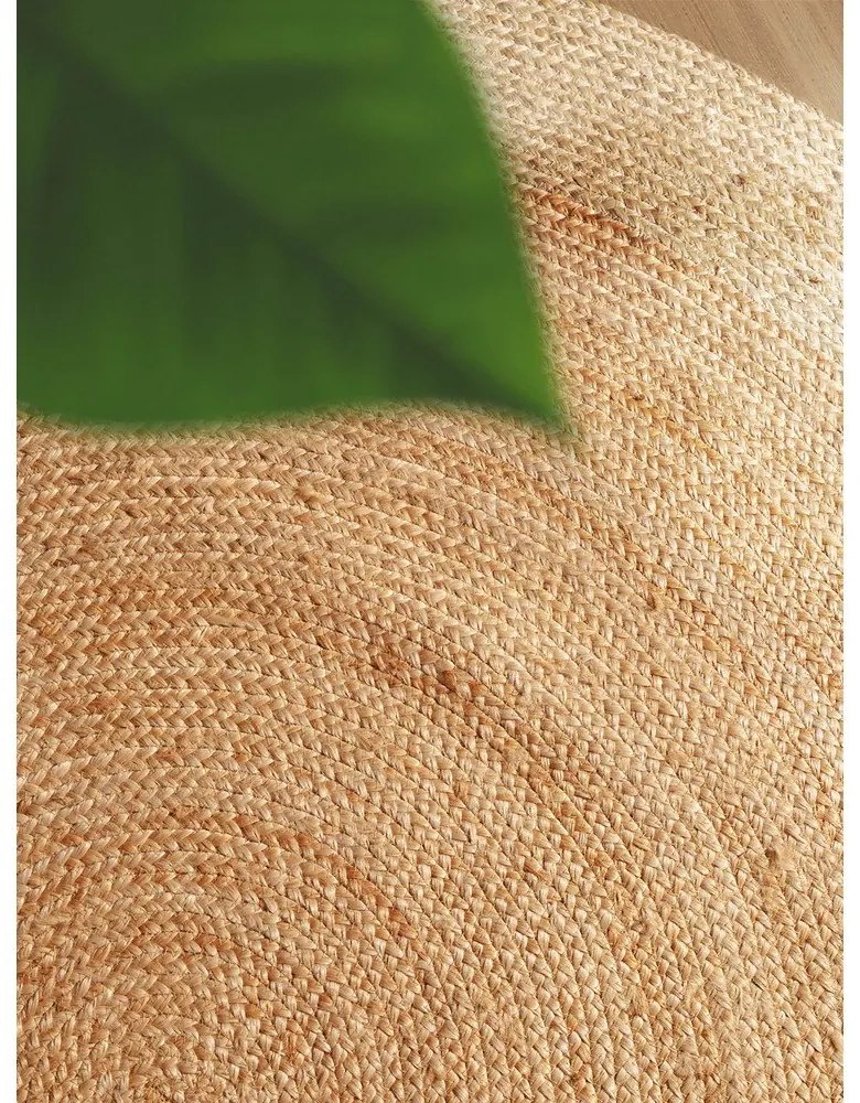 Obojstranný/ručne tkaný jutový okrúhly koberec v prírodnej farbe ø 240 cm Jutta Gold – Hanse Home