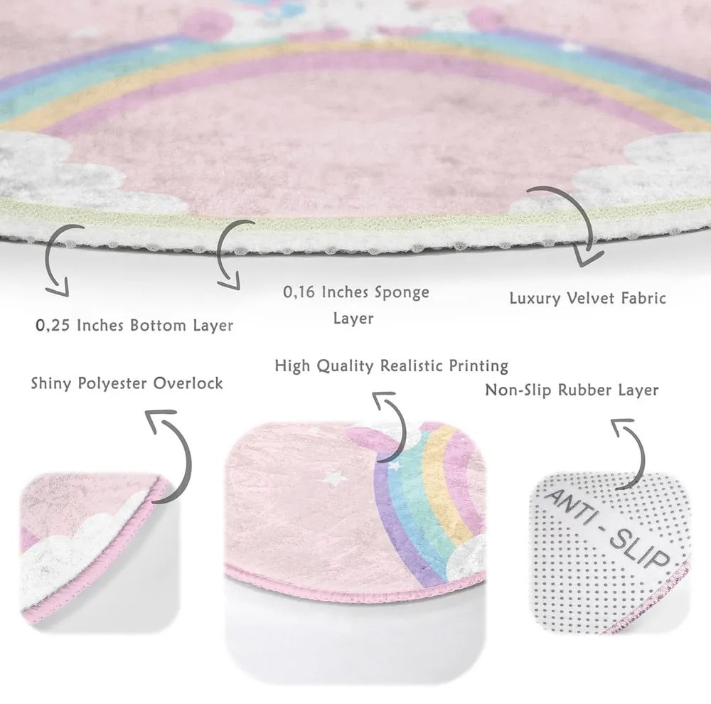 Ružový detský koberec ø 80 cm Comfort – Mila Home