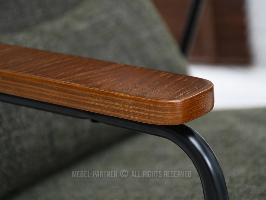 Kreslo Elba (zelená + orech). Akcia -20%. Vlastná spoľahlivá doprava až k Vám domov. 1110002