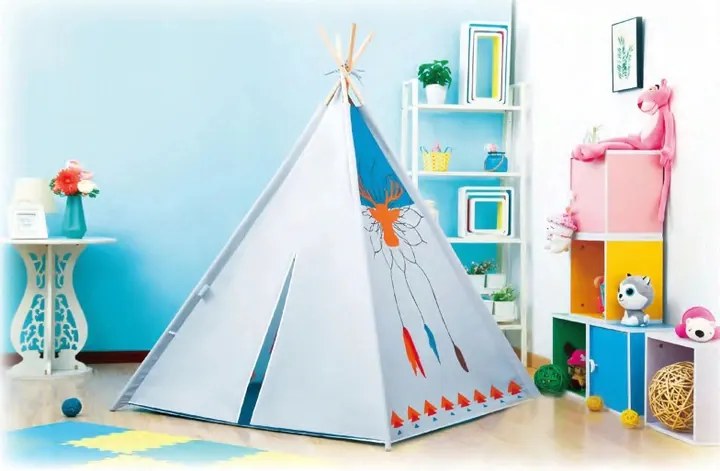 Detský stan TIPI/WIGWAM ECOTOYS 120×120×150 cm – pre deti 3+, drevená konštrukcia