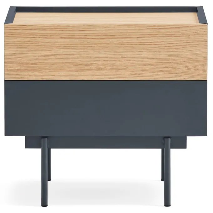 Nočný stolík v dekore duba v antracitovo-prírodnej farbe Otto – Teulat