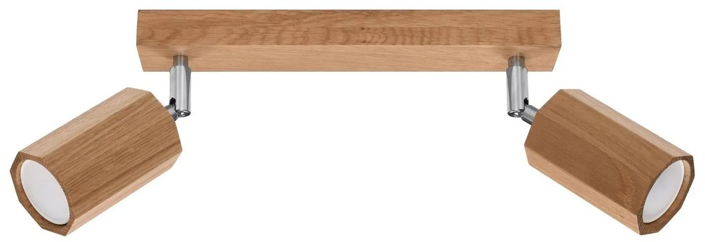 Bodové svietidlo Zeke, 2x drevené tienidlo, (možnosť polohovania)