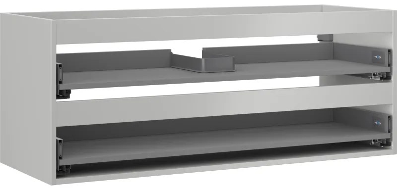 Mexen Box-A, závesná skrinka 120 cm, 2 zásuvky, matná sivá, 91AX0-1200-470-2-62