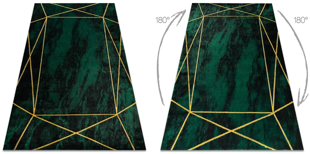 Koberec EMERALD exkluzívny 1022 glamour, štýlový geometrický zeleno / zlatý