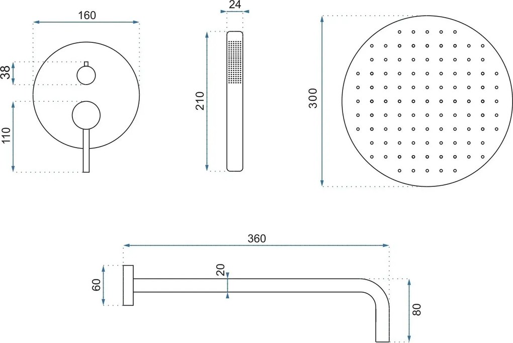 Rea Lungo, podomietková sprchová sada + BOX, biela, REA-P8540