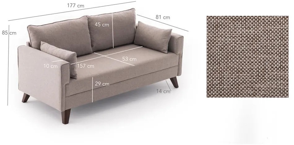 Béžová pohovka 177 cm Bella – Balcab Home