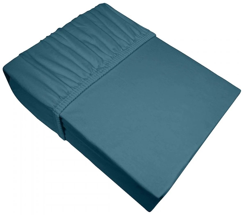 BAVLNENÉ PRESTIERADLO S GUMOU ADELA 220X200X25 CM TMAVOTYRKYSOVÁ