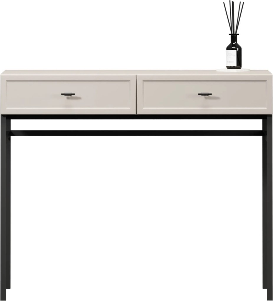 Konzola / toaletný stolík Lorini 100 cm - kašmírová / čierne úchytky T