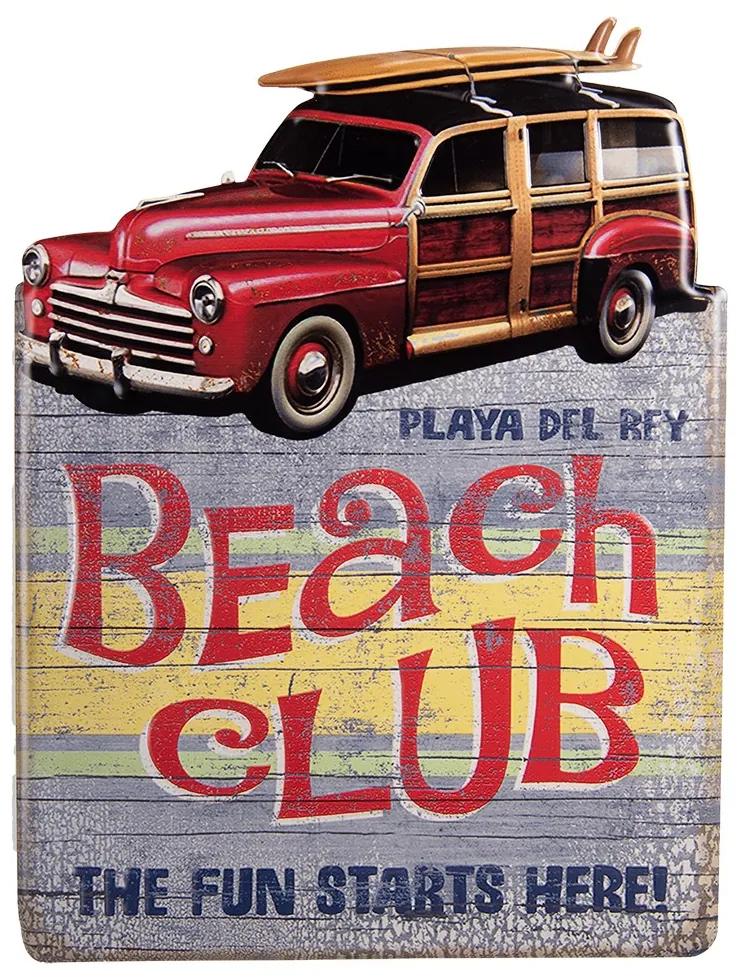 Nástenná kovová ceduľa Beach Club - 45*1*60 cm
