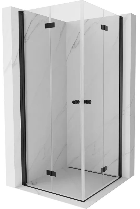 Mexen Mist-F Duo, skladací sprchový kút 85 x 85 cm, číre sklo, čierny profil, 8A6-085L-085P-70-00