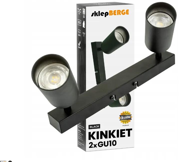 BERGE Stropné bodové svietidlo LED VIKI-X 2x GU10 - čierne + 2x LED žiarovka
