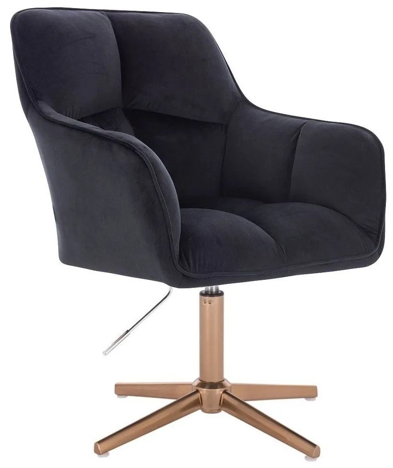 LuxuryForm DESIGN Kreslo AMALFI VELUR na zlatom kríži - čierne