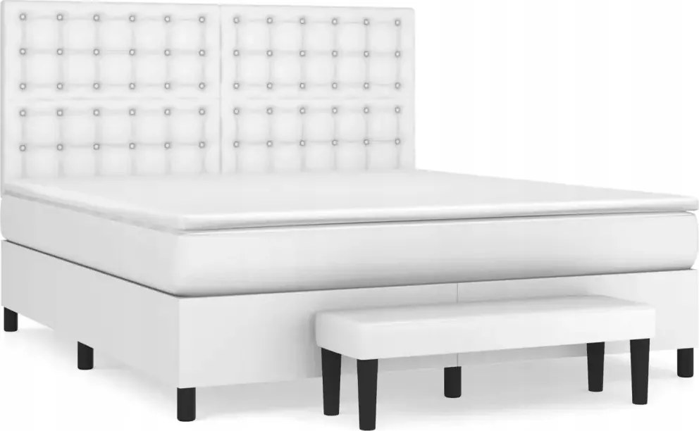 vidaXL Kontinentálna posteľ s matracom, biela, ekokoža 180 x 200 cm