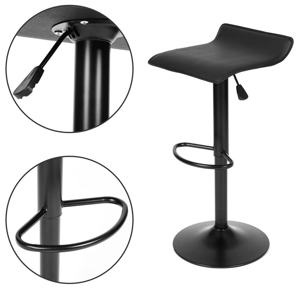 Barová stolička, otočná opierka nôh, výškovo nastaviteľná, čierna ekokoža