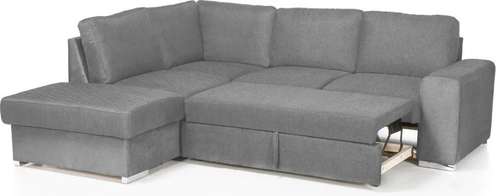 Rohová sedacia súprava Eddi, stredne šedá látka, ľavý roh