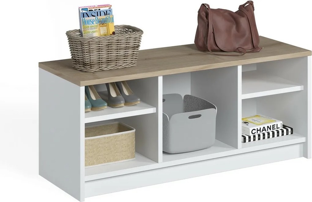 Skrinka na topánky London Sapphire Oak and White