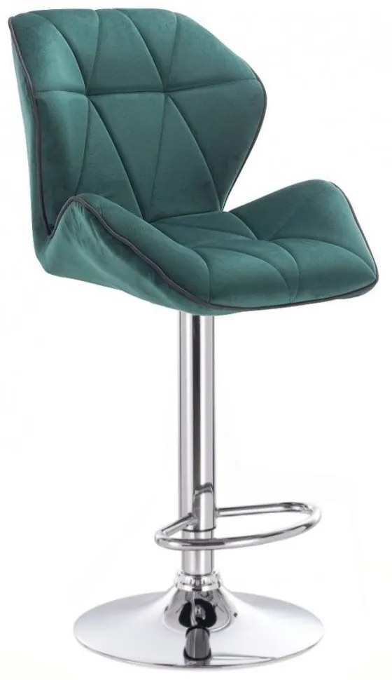 LuxuryForm DESIGN Barová stolička MILANO MAX VELUR na striebornom tanieri - zelená