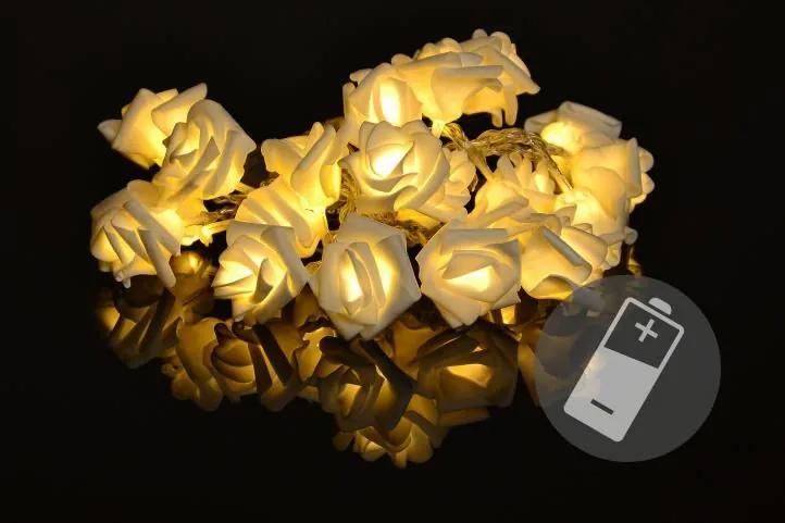 Dekoračné LED osvetlenie - ruže - 20 LED, teplá biela