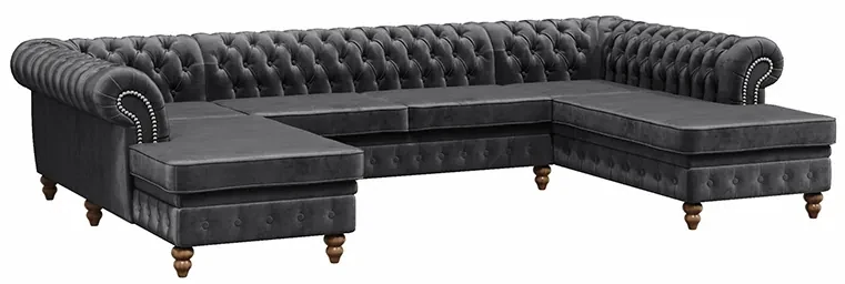 PROXIMA.store - Luxusná sedačka CHESTERFIELD LONG U FARBA NÔH: čierna, DRUH LÁTKY: TORRE - 17, FARBA OZDOBNÝCH ŠPENDLÍKOV: barok