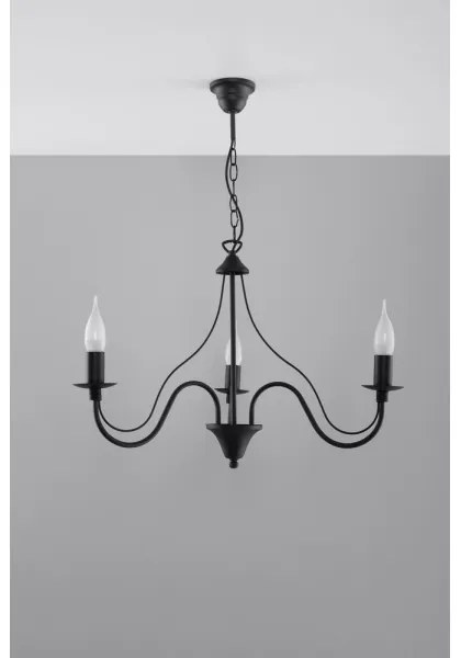 Luster na reťazi MINERWA 3 3xE14/40W/230V čierna