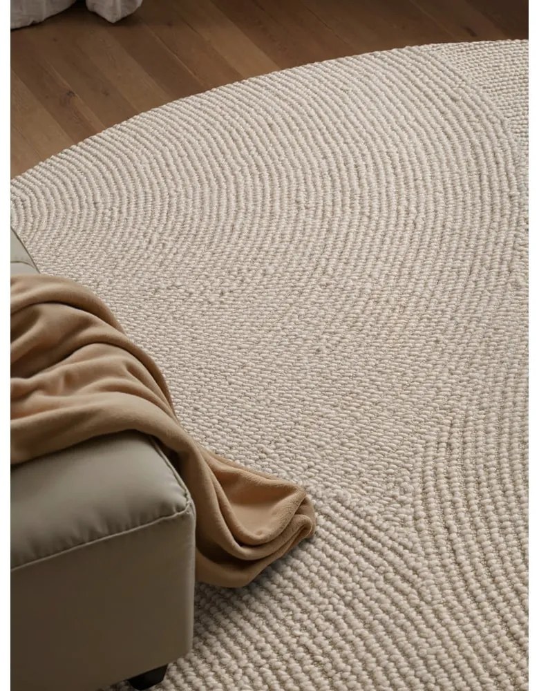 Ručne tkaný vlnený okrúhly koberec vo svetlo prírodnej farbe ø 200 cm Eleni Natural White – Hanse Home