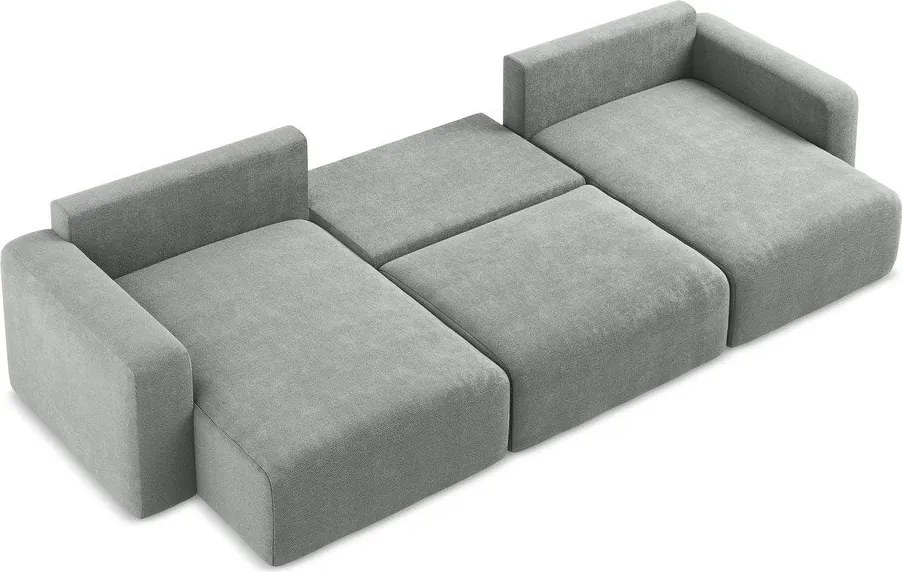 Sivá ženilková rozkladacia/s úložným priestorom rohová pohovka (do tvaru "U") Kona – Makamii