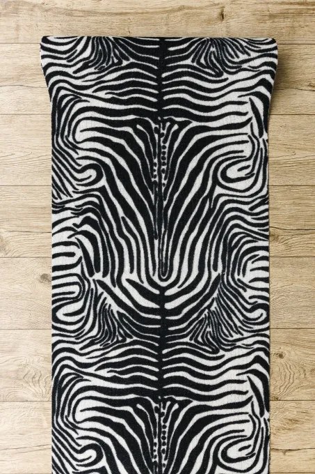 Protišmykový behúň DIGITAL zebra, biely / čierny