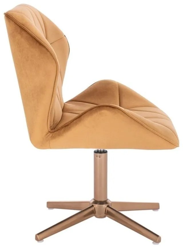 LuxuryForm DESIGN Stolička MILANO MAX VELUR na zlatom kríži - medová