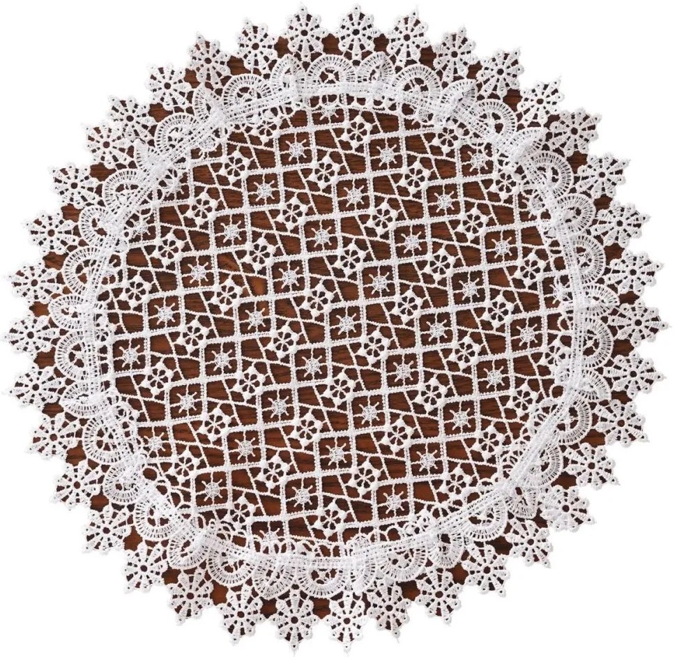 Elegantný okrúhly čipkovaný obrúsok Priemer: 20 cm