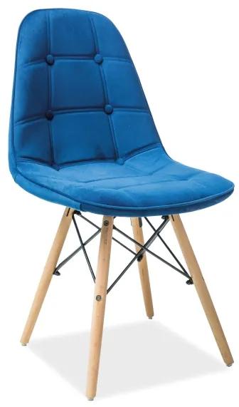 Dizajnová jedálenská stolička Alexis, modrá látka