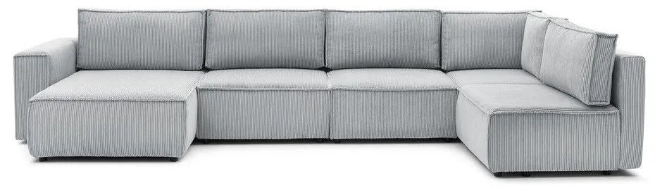 Svetlosivá menčestrová rohová pohovka (pravý roh/do tvaru "U") Nihad modular – Bobochic Paris